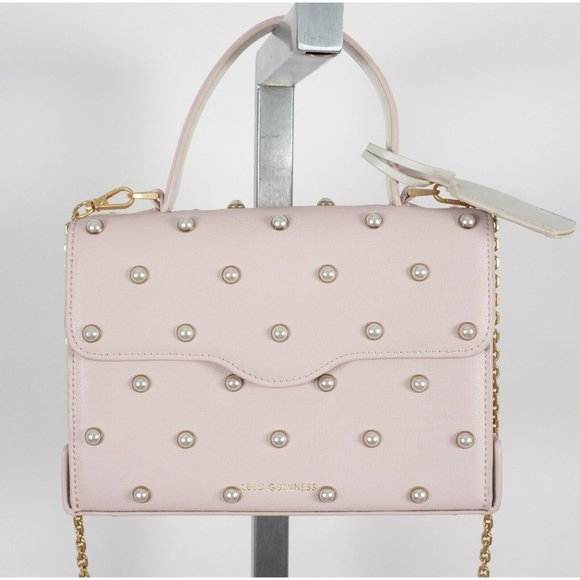 New Lulu Guinness bag pearl leather QUEENIE handbag pink studded - Picture 13 of 13